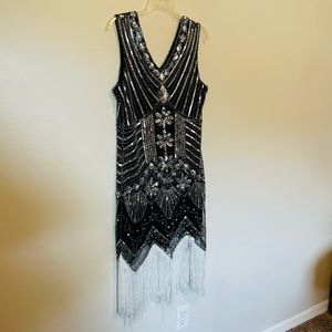 Black Flapper 1920’s Style Dress/ Costume Size 1XL